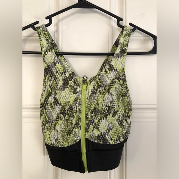 Fabletics Sports Bra Womens Size Ella Green Black High Support Front Zip - Picture 3 of 3